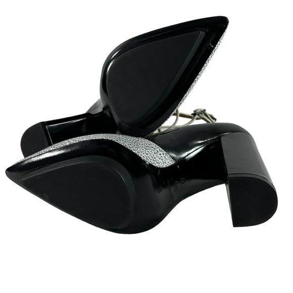 Women genuine PHILLIP LIM chunky heels shoes 35.5 5 black white two tone - Picture 11 of 13